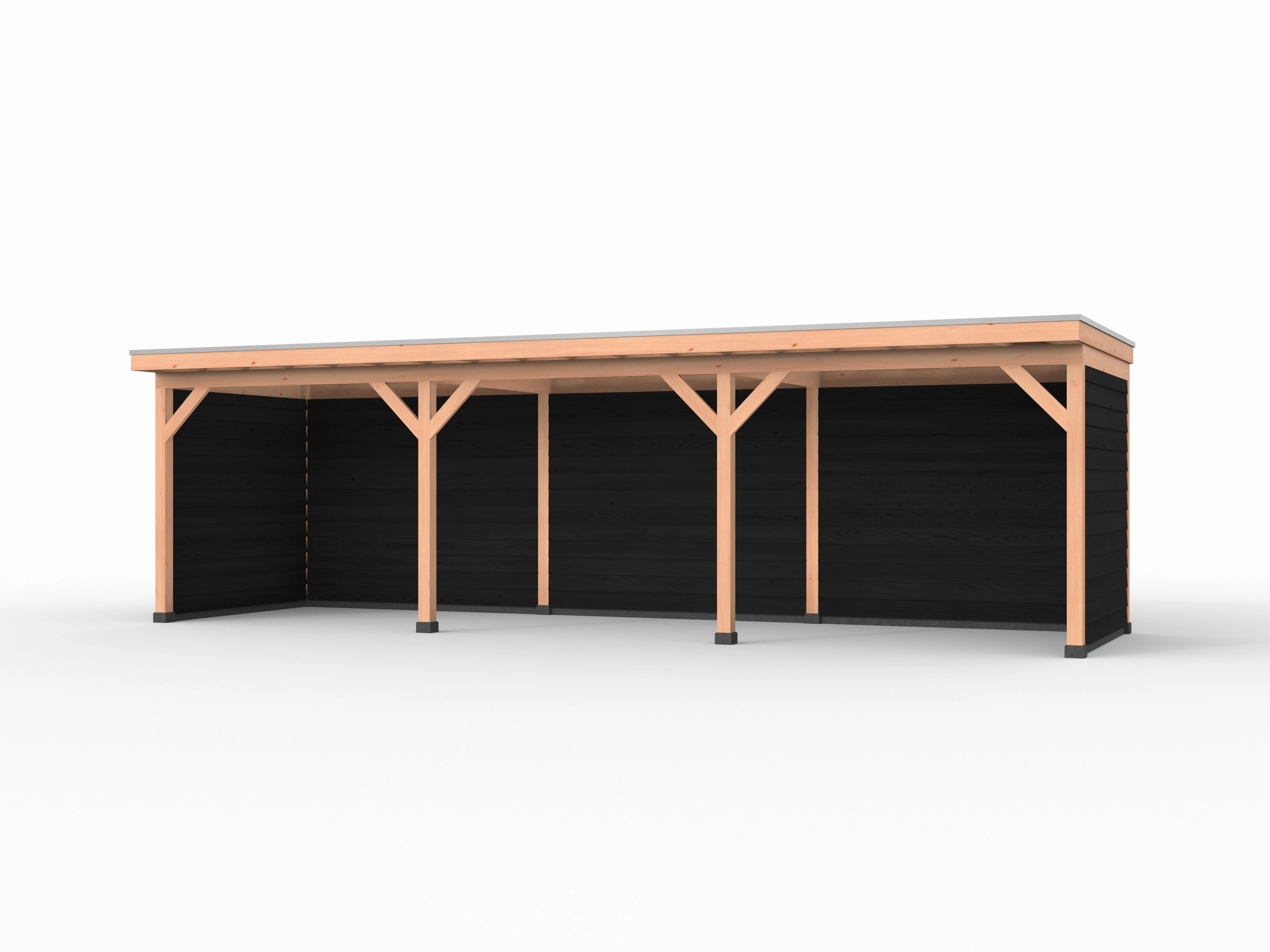 Douglas overkapping, 900 x 250, met zwarte achterwand en twee zijwanden, Westwood Comfort - Afbeelding 1